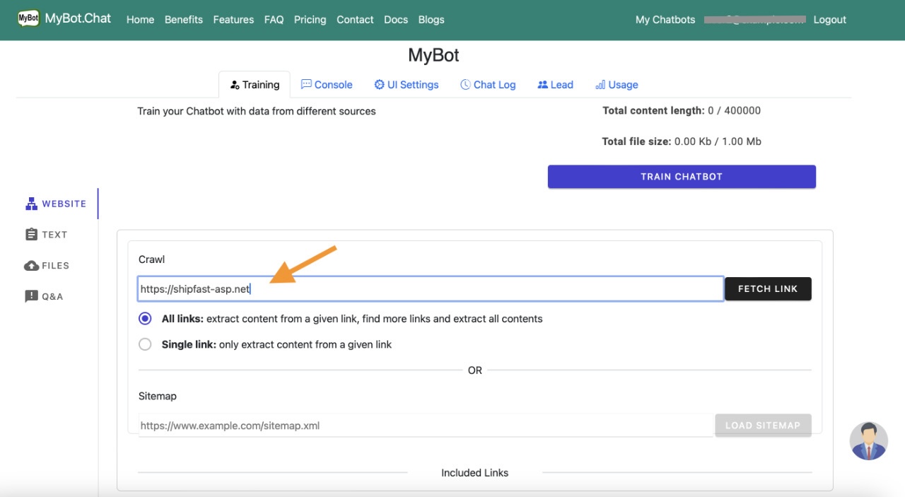 Import content to Chatbot